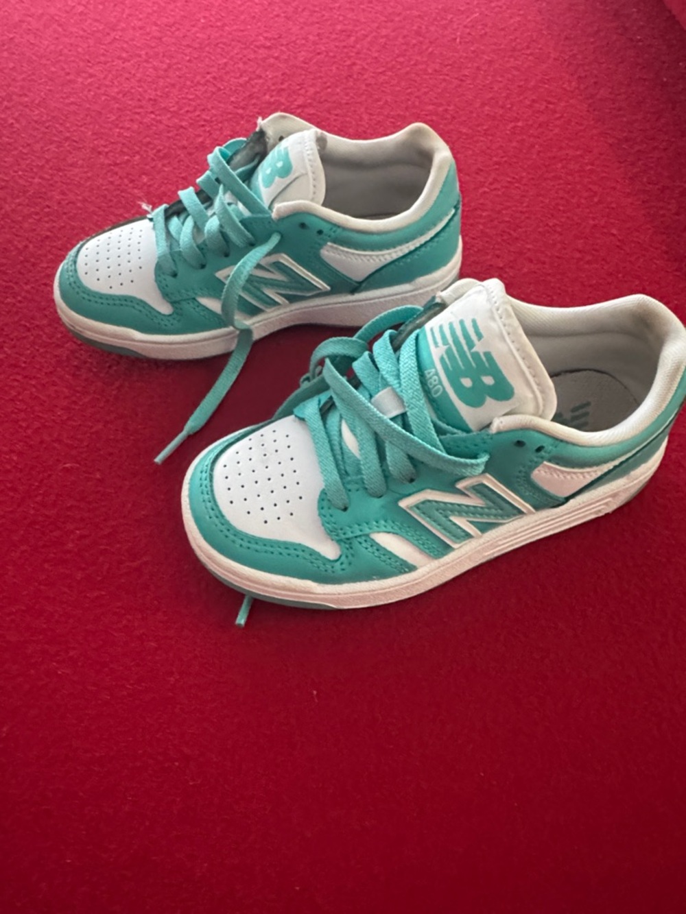 New Balance Kids' Teal & White Low-Top Sneakers